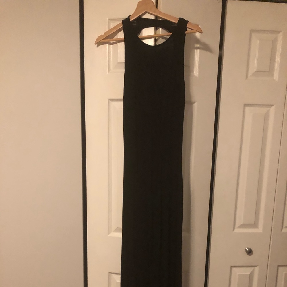 Long black dress with open back